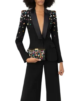 Strass Diamonds Beaded Blazer Pant Suit - Women Tuxedo Trouser Suit
