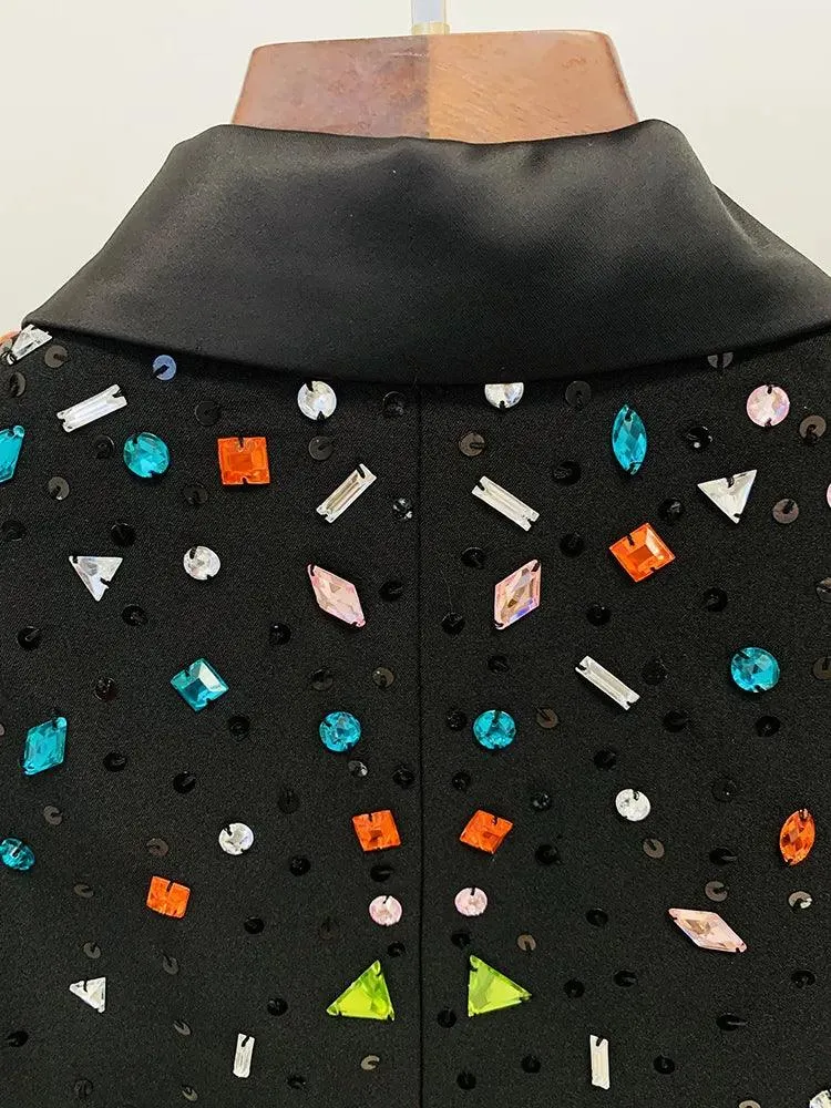 Strass Diamonds Beaded Blazer Pant Suit - Women Tuxedo Trouser Suit