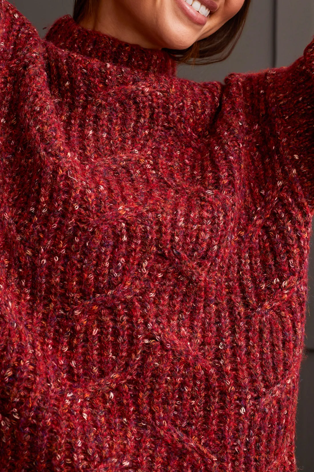 Sweater - Oversized Funnel Neck (Scarlet)