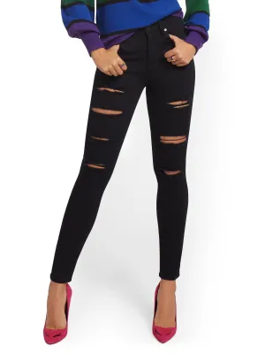 Tall Lexi High-Waisted Super-Skinny Destroyed Jeans - Black