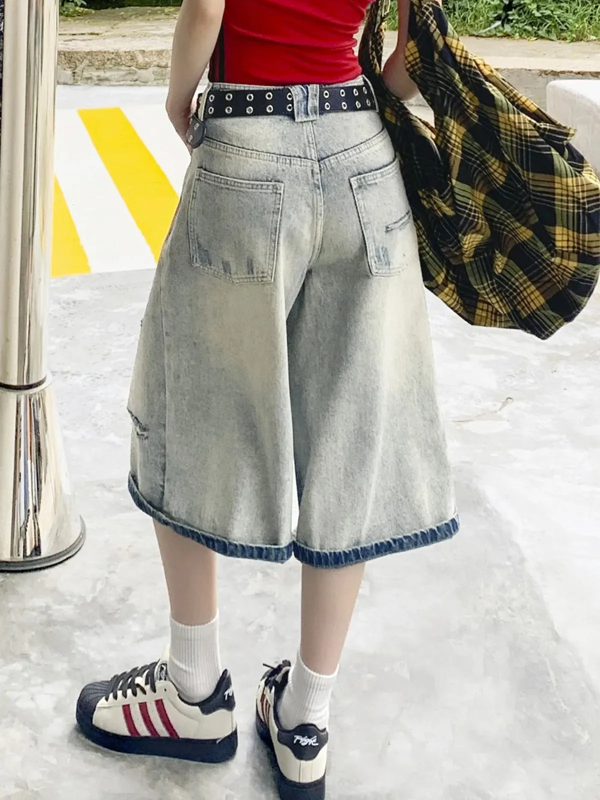 TAVIMART  -  New Ripped Calf-length Jeans Women Vintage Boyfriend Loose Wide Leg Calf-length Denim Pants Summer