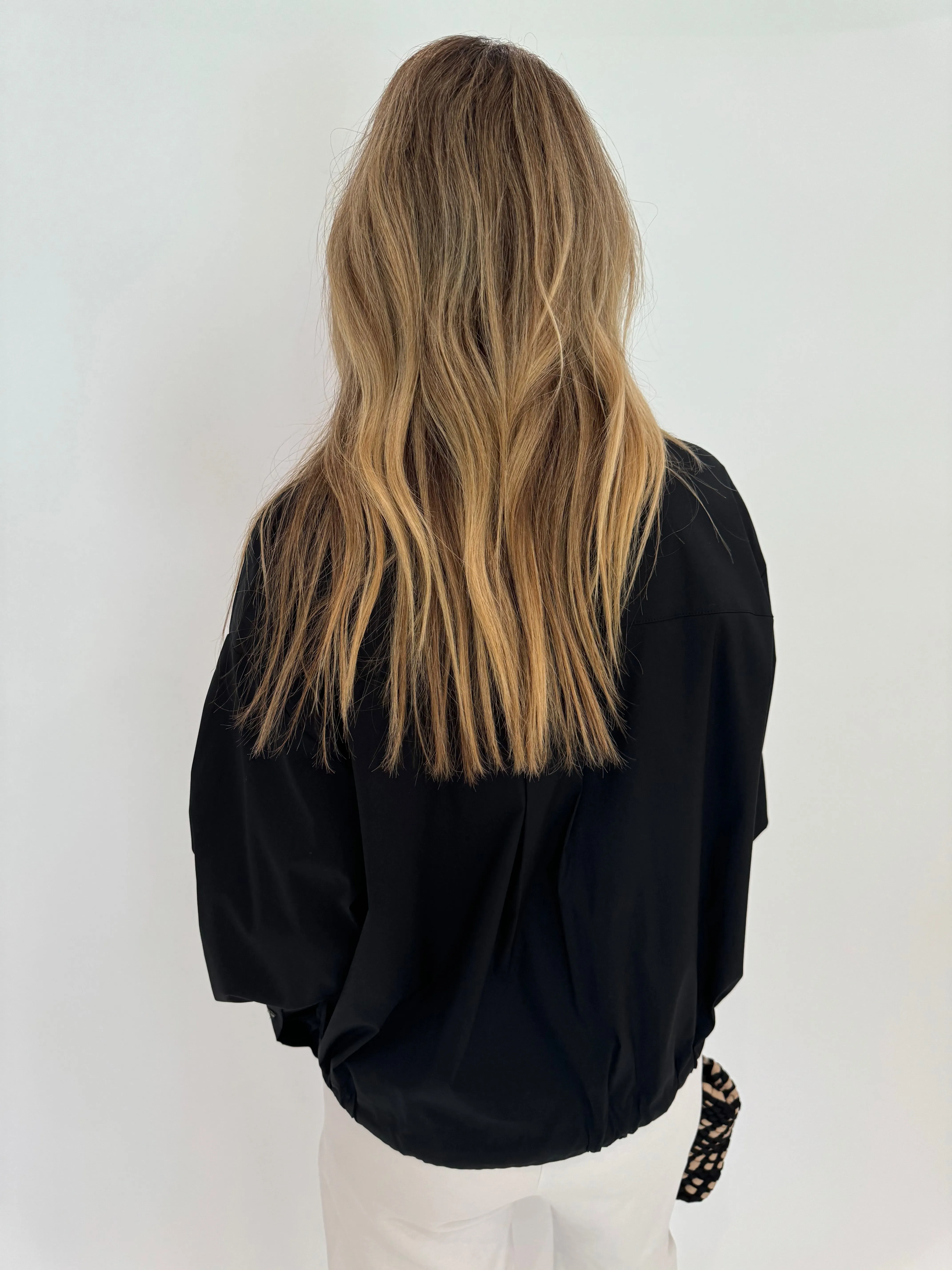 Tie Waistband Blouse - Black