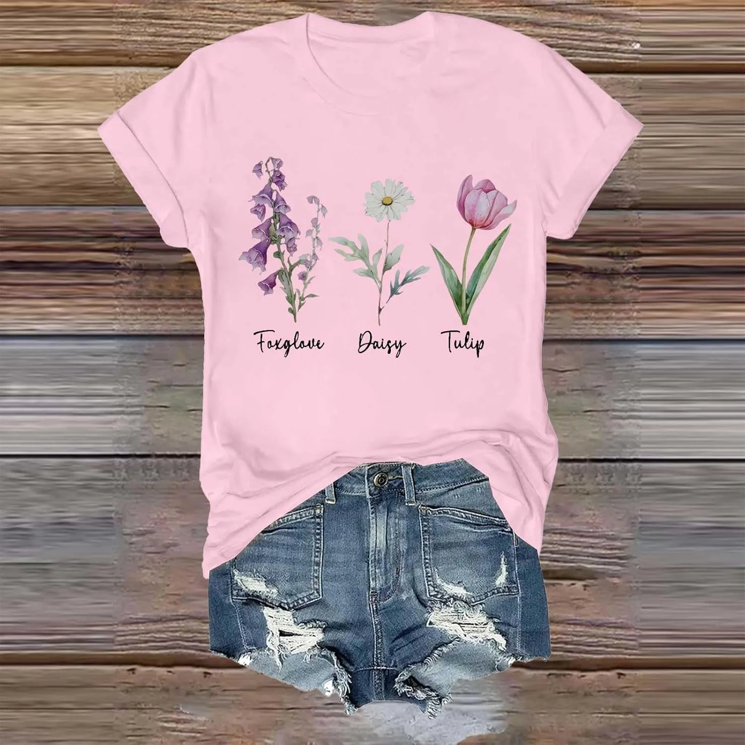 Tops for Women Trendy Summer 2025 Floral Print Cotton T-Shirts Crew Neck Short Sleeve Blouses Loose Fit Tunic Outfits