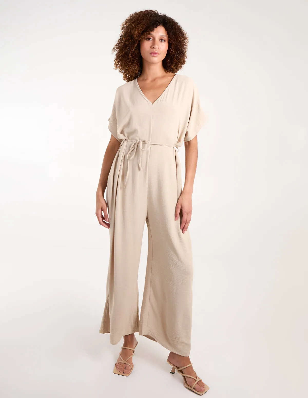 V Neck Straight Leg Relaxed Jumpsuit