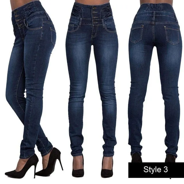 Women Stretch Ripped Distressed Skinny High Waist Denim Pants Shredded Jeans Trousers Slim Jeggings Laides Spring Autumn Wear