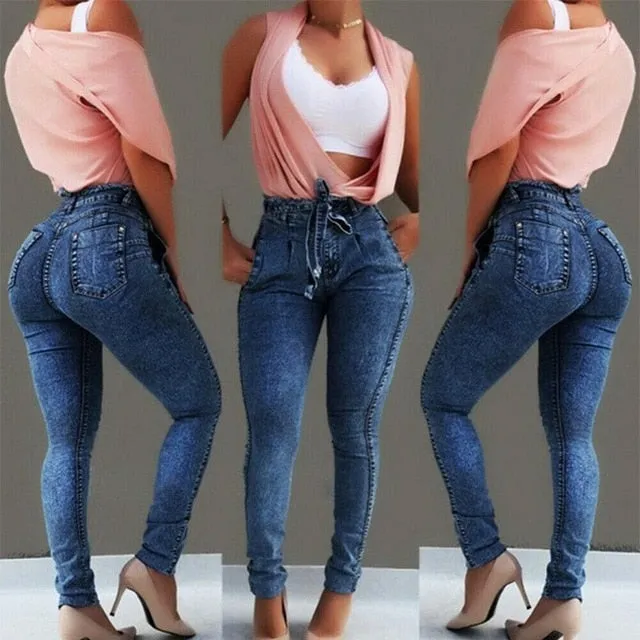 Women Stretch Ripped Distressed Skinny High Waist Denim Pants Shredded Jeans Trousers Slim Jeggings Laides Spring Autumn Wear